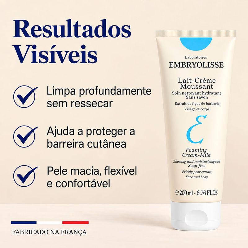 Embryolisse Lait-Crème Moussant - Mousse de Limpeza Hidratante 200ml