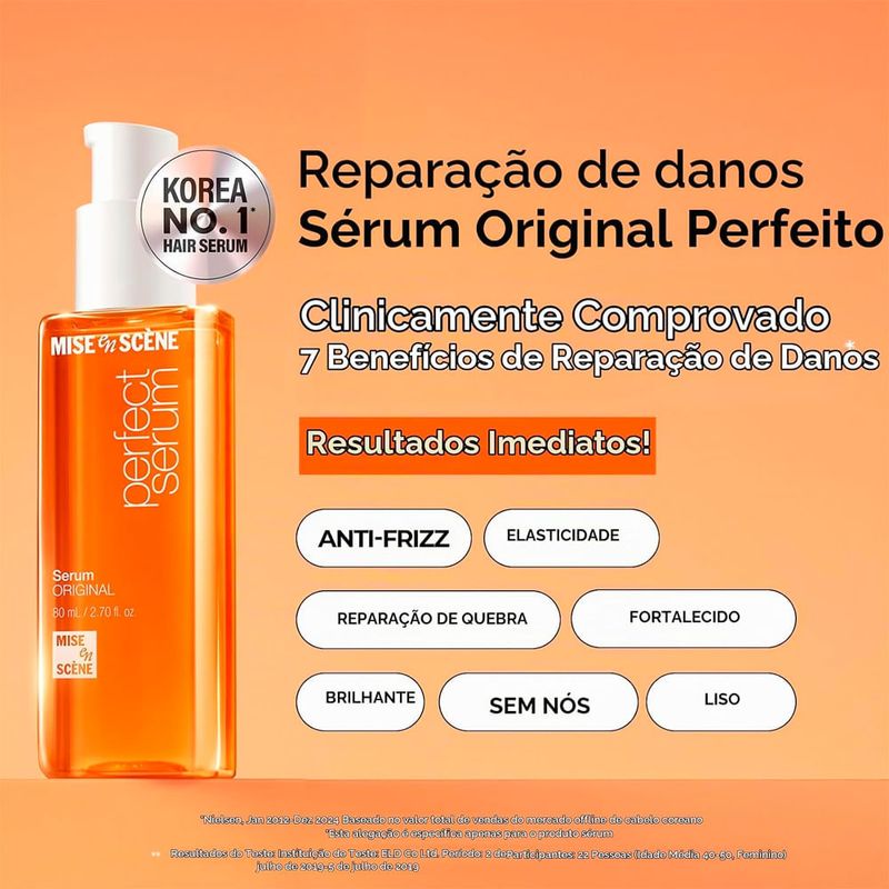 Kit Mise en Scène Perfect Serum Damage Repair - Shampoo 140ml + Máscara 30ml + Sérum 15ml