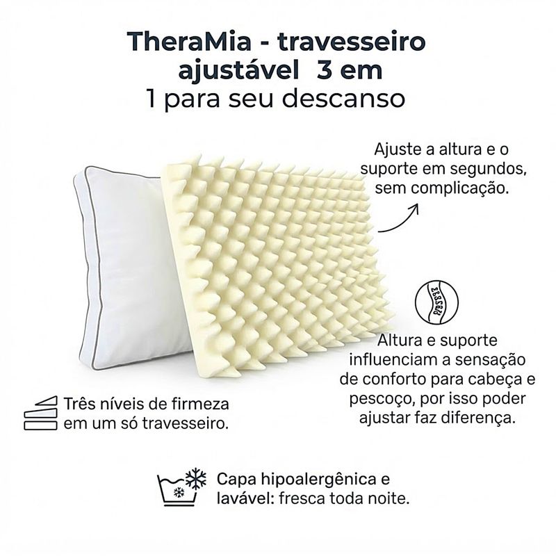 TheraMia Travesseiro Ajustável 3 em 1