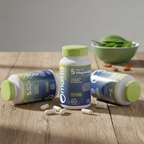 Kit 3 Maltta 5 Magnésios 60 Cápsulas Energia e Músculos