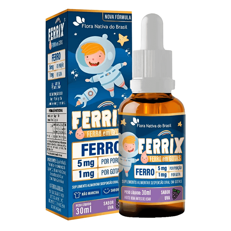 Kit C/2 Ferrix UVA 30ml Infantil Suplemento de Ferro Sabor  - Flora Nativa