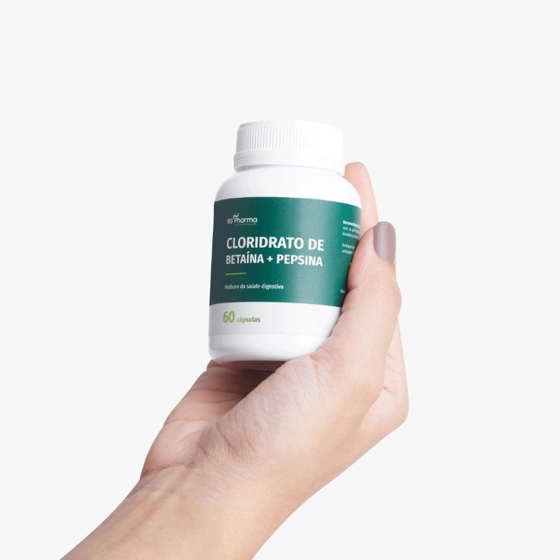 Cloridrato de Betaína 100 mg e Pepsina 60 mg - 60 Cápsulas