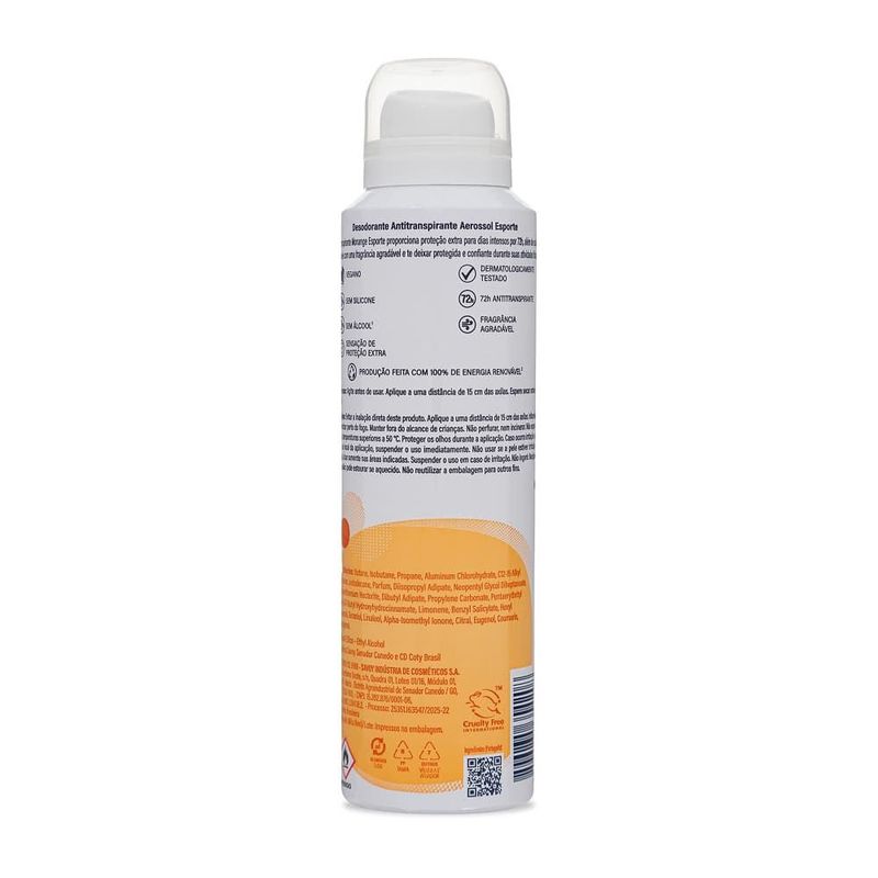 Desodorante Aerossol Antitranspirante Monange Esporte Feminino 150ml