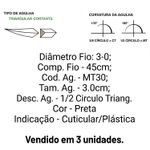 Fio Sutura Sut Mononylon 3-0 Ag 3,0cm 1/2 MT30 - 3 unidades