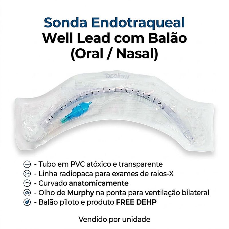 Sonda Endotraqueal com Balão 85mm Well Lead - unidade