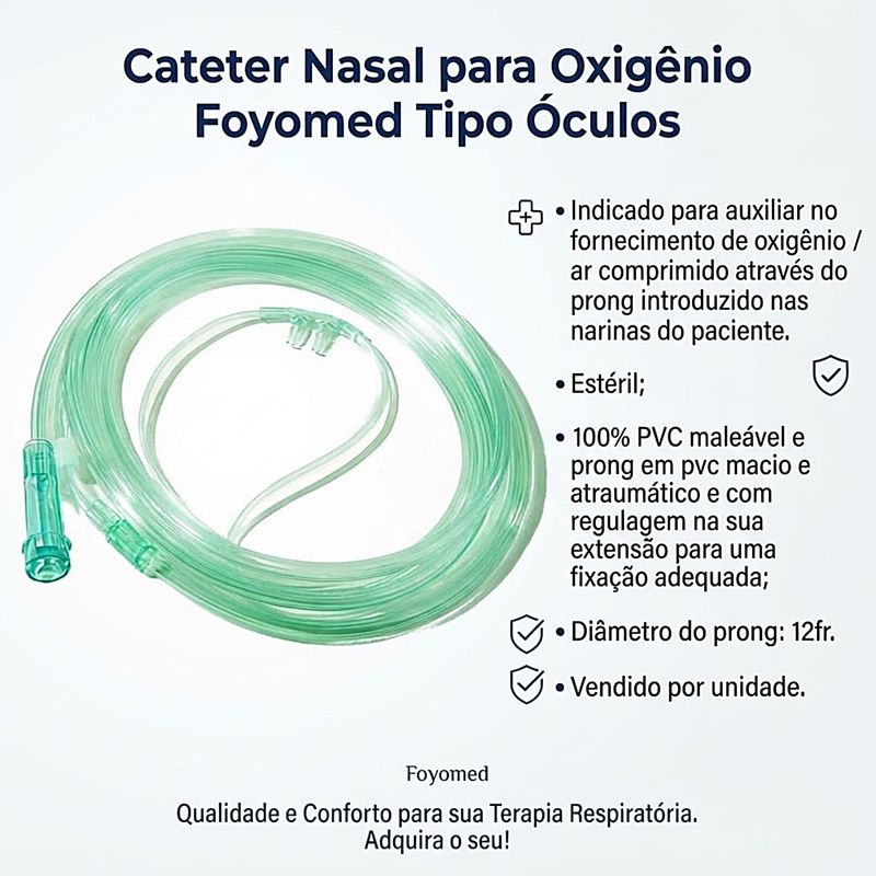 Cateter Nasal para Oxigênio Foyomed Tipo Óculos 2,0m