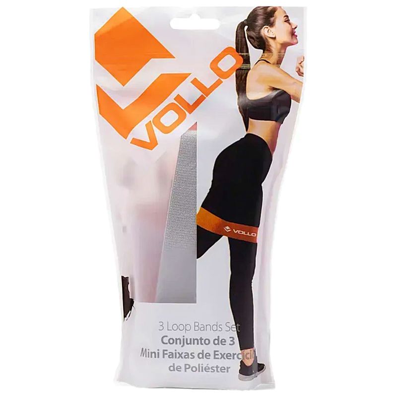 Kit 3 Faixas Elásticas Mini Bands Poliéster 3 Intensidades