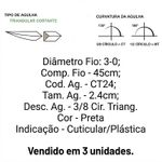 Fio Sutura Sut Mononylon 3-0 Ag 2,4cm 3/8 CT23 - 3 unidades