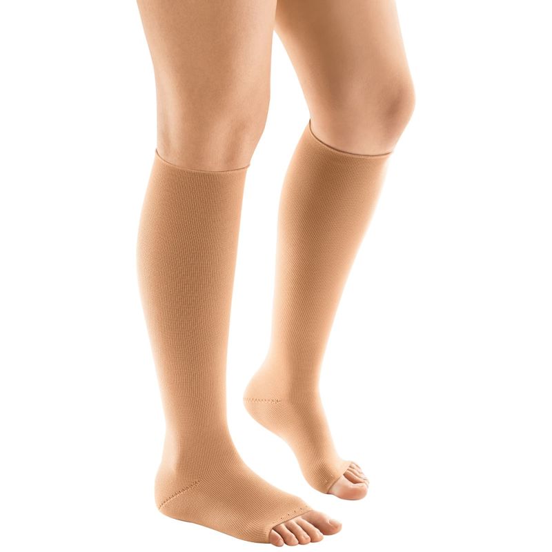Meia 3/4 Malha Plana Flat Soft 20-30mmHg Aberta Bege XXG Curta