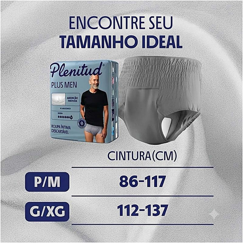 Roupa Íntima Descartável Plenitud Plus Men P/M 16 unidades
