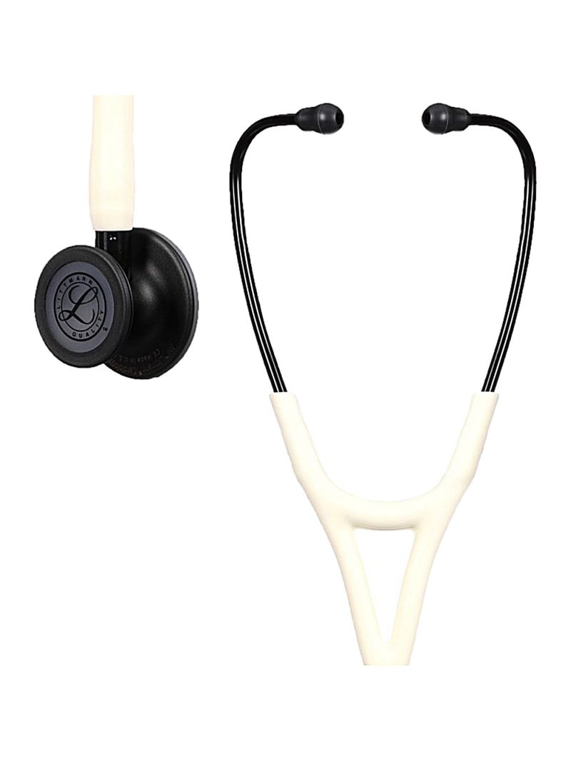 Estetoscópio Littmann Cardiology IV - Branco Alabastro Cetim com Preto Fosco 6186C