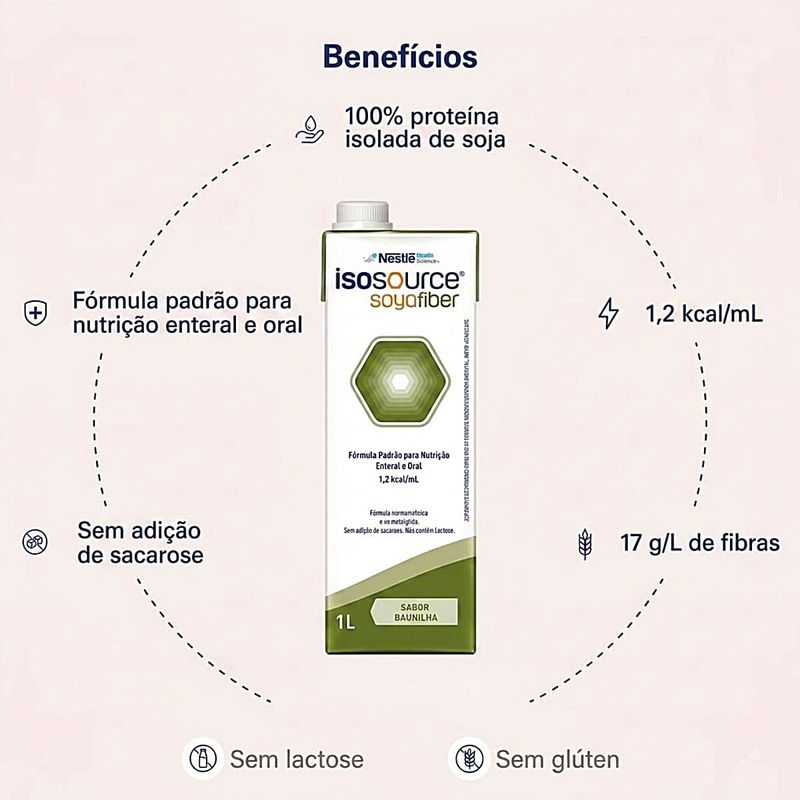 Nutrição Enteral e Oral Isosource Soya Fiber Baunilha 1L
