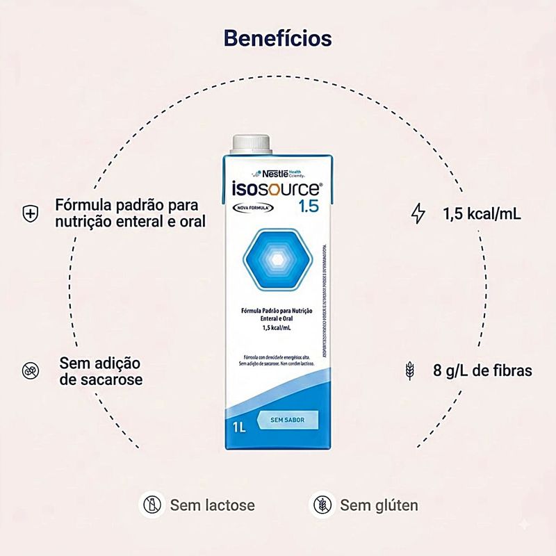 Nutrição Enteral e Oral Isosource 15 sem Sabor 1L