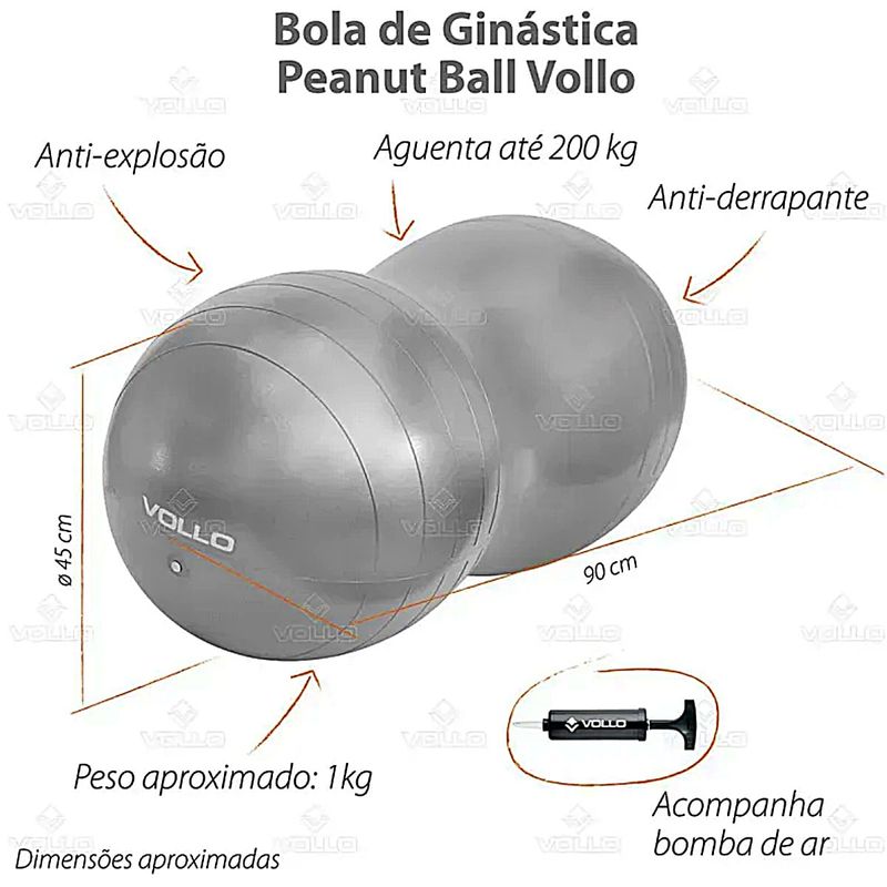 Bola Feijão para Ginástica Peanut Ball 45cm Vollo
