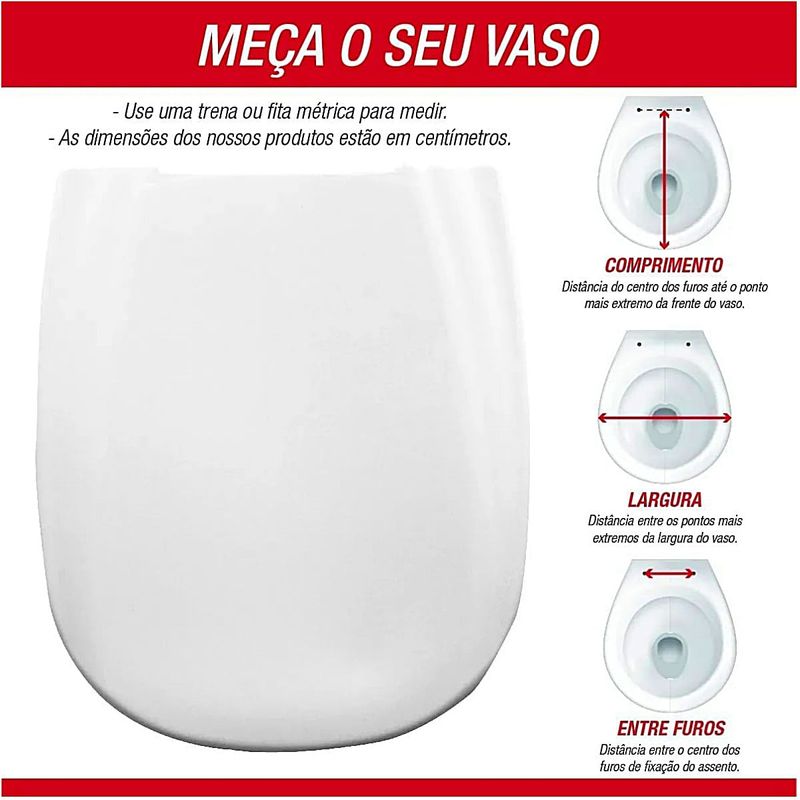 Assento Sanitário Retangular Mebuki Quadra Elevado 13,5cm