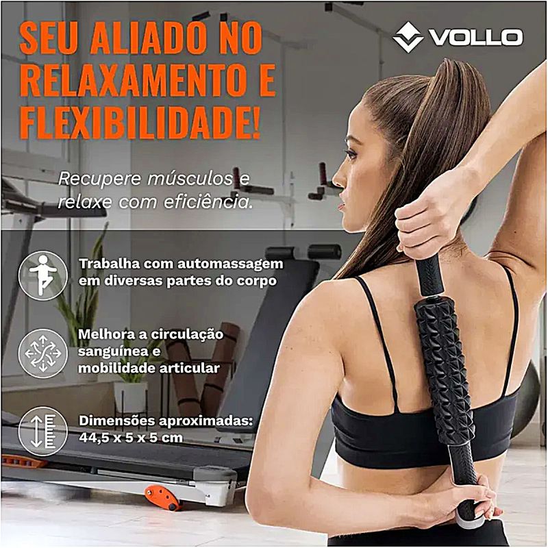 Bastão de Massagem e Liberação Miofascial Preto Vollo