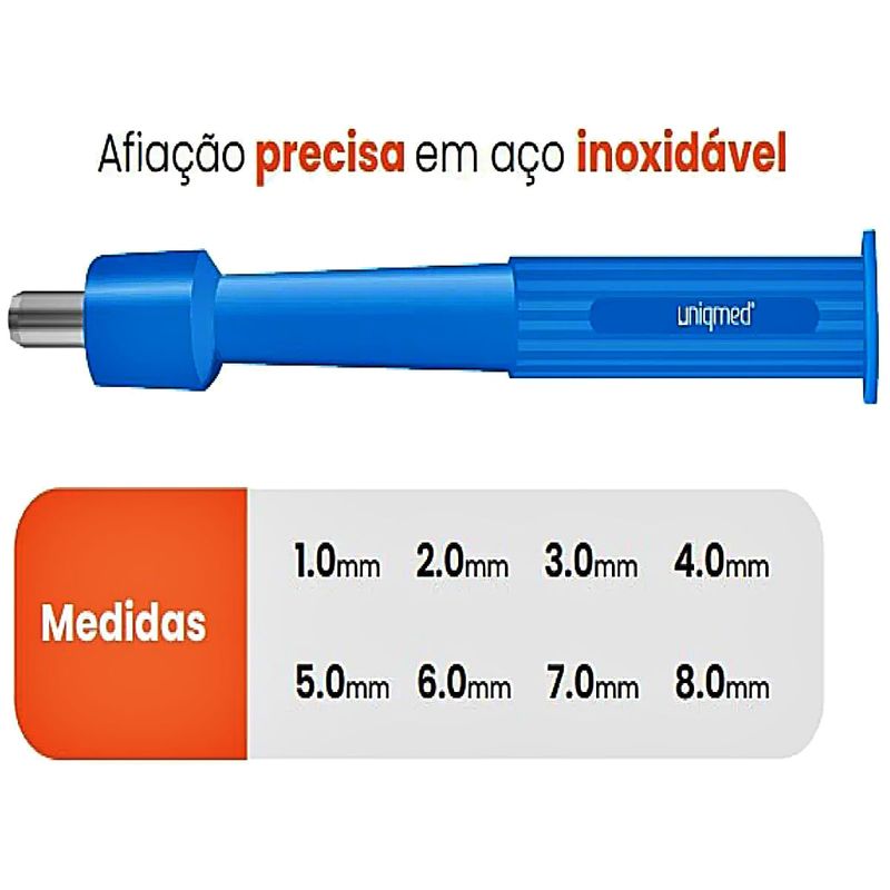 Punch Dermatológico Uniqmed 20mm Estéril - unidade
