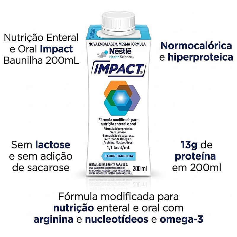 Suplemento Alimentar Enteral e Oral Impact Baunilha 200ml