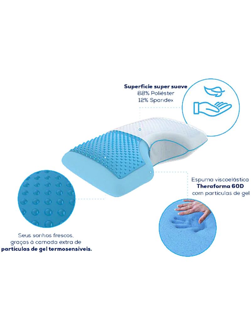 Travesseiro Theraside Gel Theramart - Para Dormir de Lado