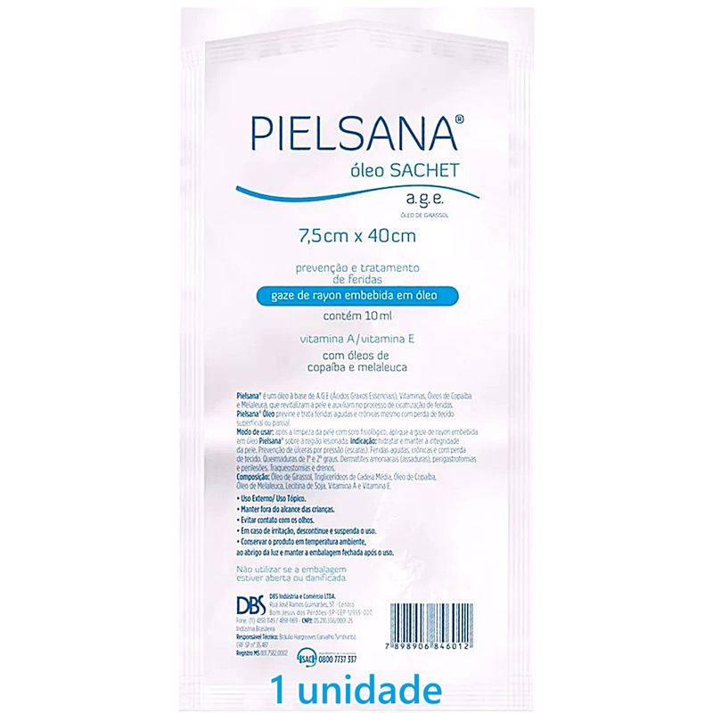 Gaze de Rayon com Óleo AGE Pielsana Sachet 7,5x40cm -Unidade
