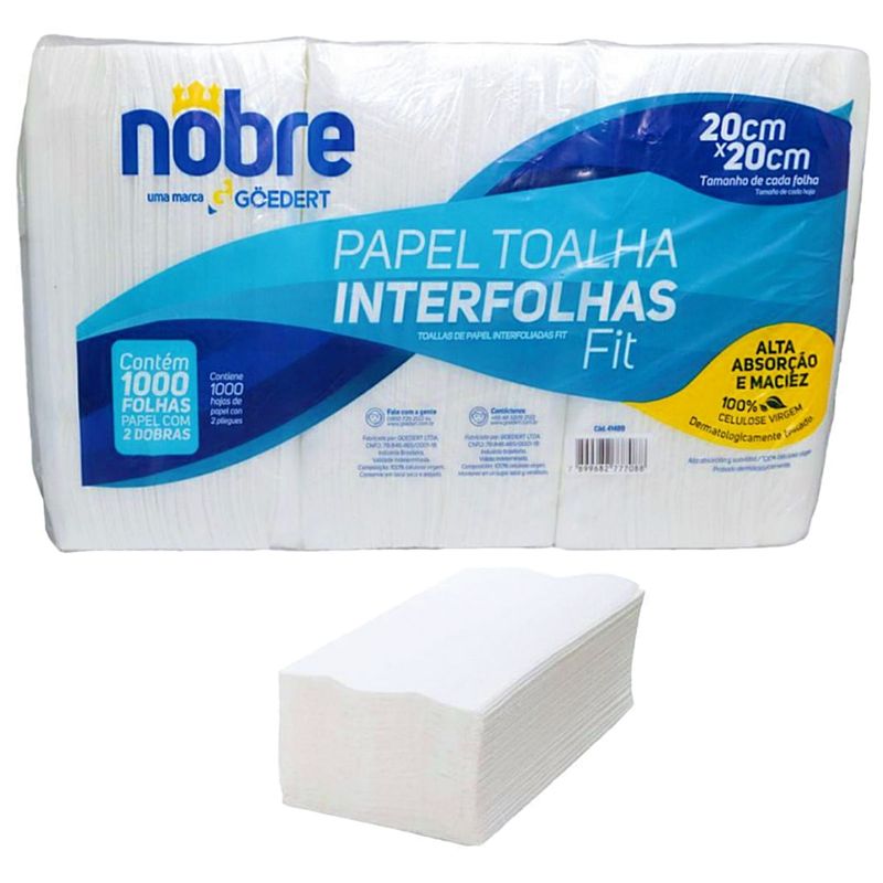 Papel Toalha Interfolha Nobre Fit 20X20cm 1000 folhas
