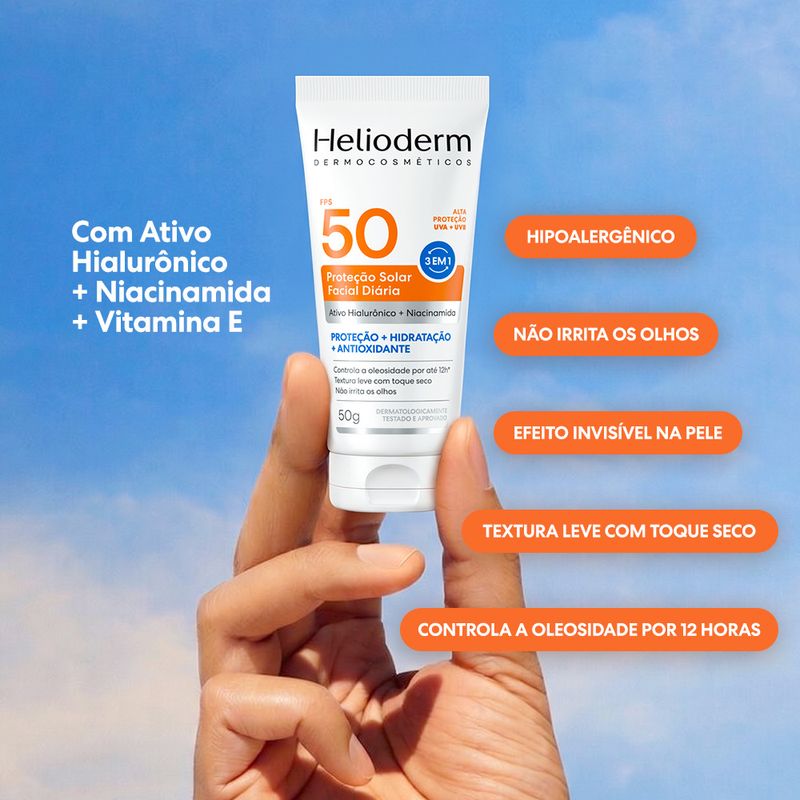 Kit Protetor Solar FPS 30 Corporal 120ml + Protetor Facial Toque Seco 50g FPS 50 Helioderm