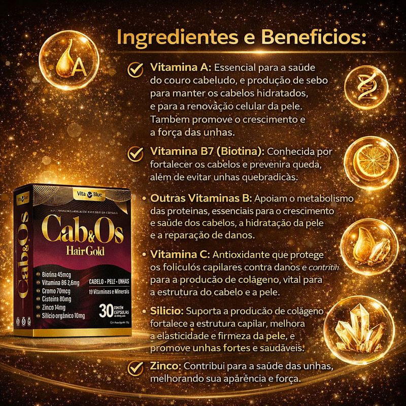 Cab&Os Hair Gold 30 Cápsulas - Vita Blue