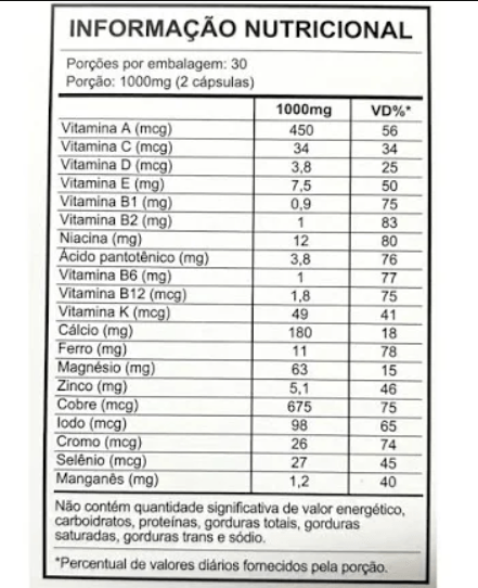 Polivitamínico Sênior 1000mg A a Z 60 Cápsulas - Vita Blue