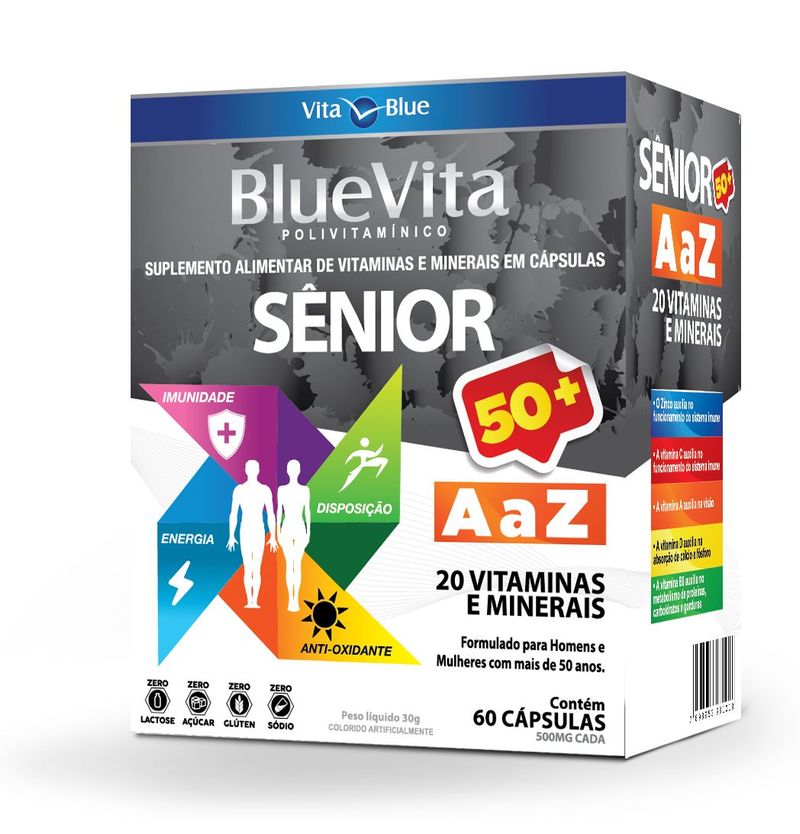 Polivitamínico Sênior 1000mg A a Z 60 Cápsulas - Vita Blue