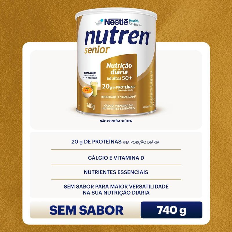 Complemento Alimentar Nutren Senior Sem Sabor - 740g