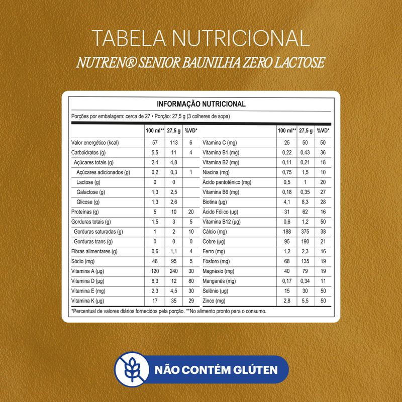 Complemento Alimentar Nutren Senior Zero Lactose Baunilha - 740g