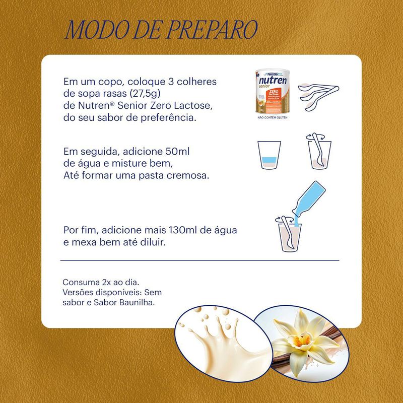 Complemento Alimentar Nutren Senior Zero Lactose Baunilha - 740g